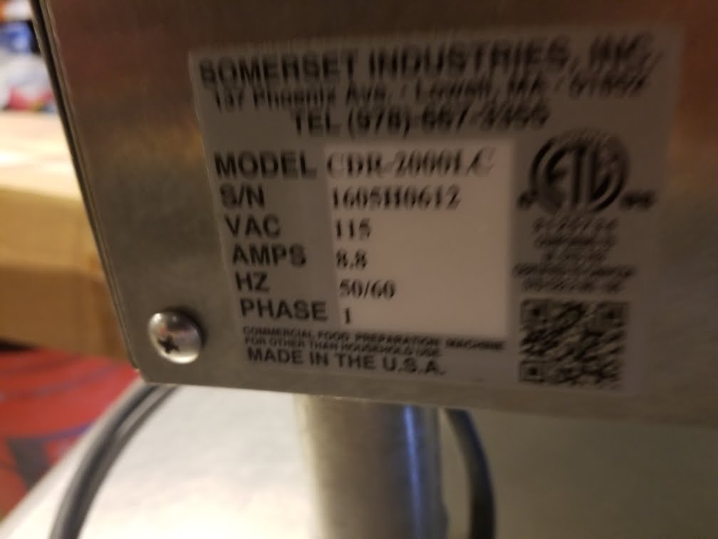 Used Somerset CDR 2000 20″ Dough Roller Sheeter